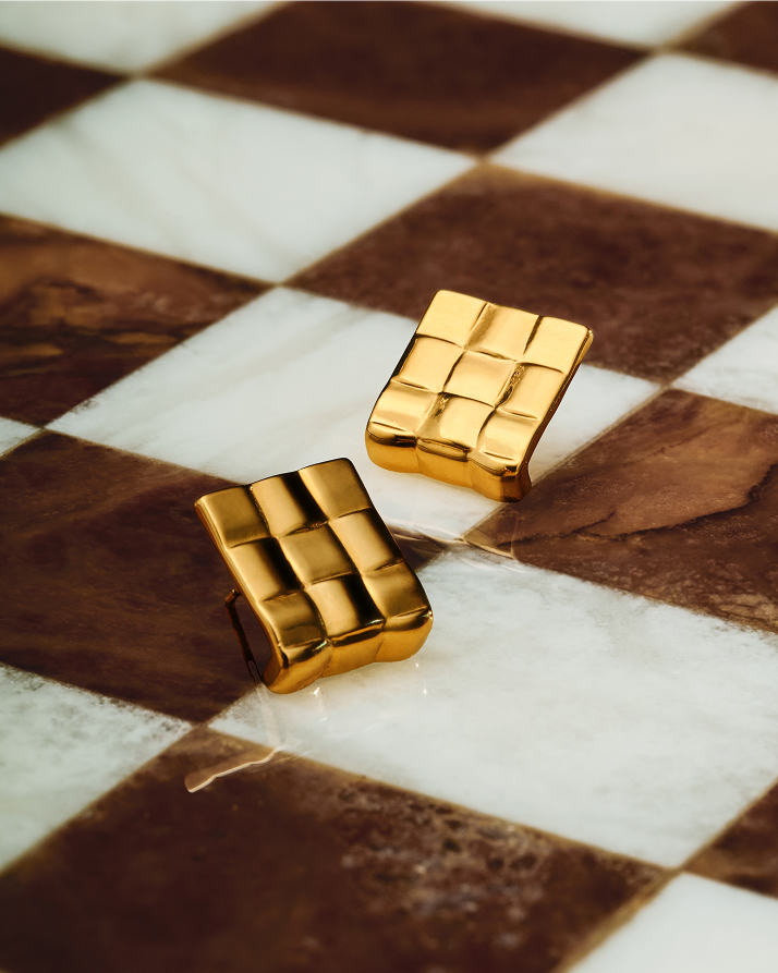 Katie Loxton Taya Waterproof Gold Woven Oversized Stud Earrings