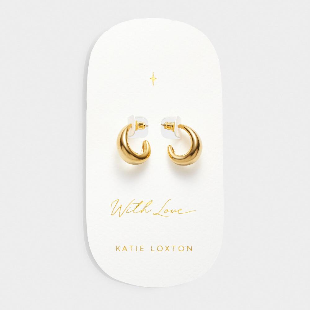 Katie Loxton 'With Love' Waterproof Gold Dome Hoop Earrings
