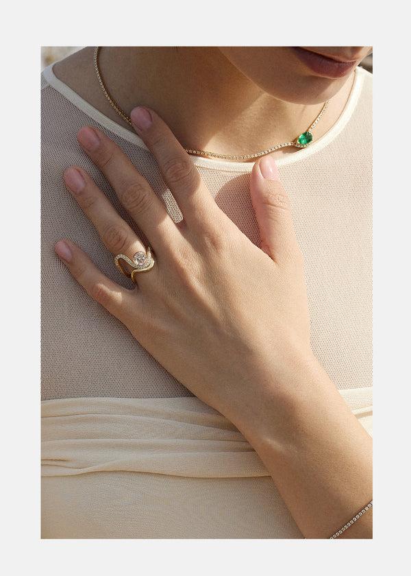 Katkim Brilliant Round Diamond Trace Pavé Ring