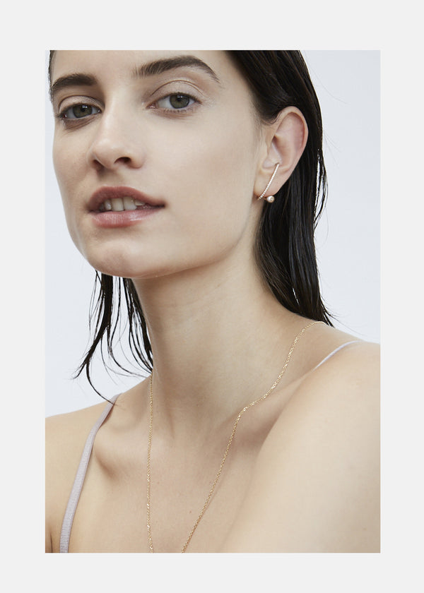 Katkim Crescendo Flare Pearl Pavé Earring