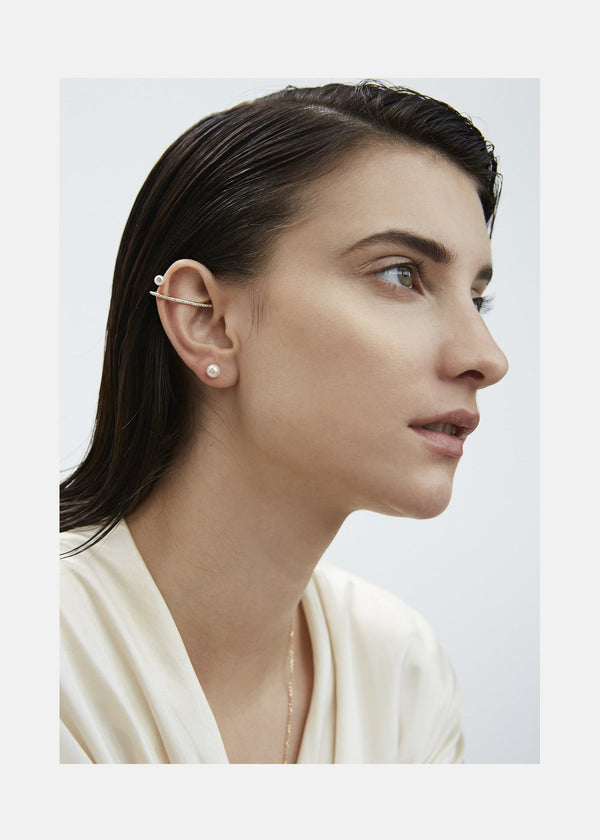 Katkim Crescendo Flare Pearl Pavé Earring