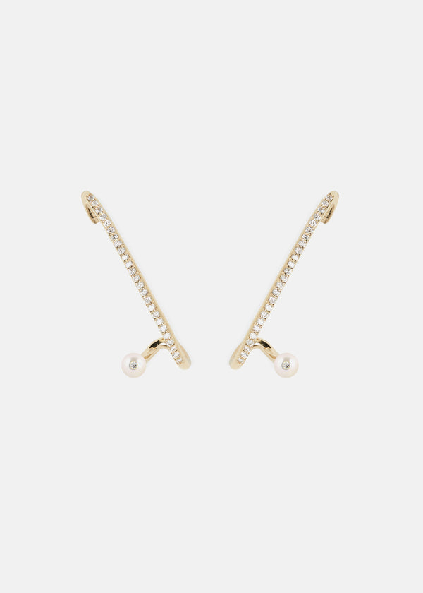 katkim Crescendo Flare Pearl Pavé Earring