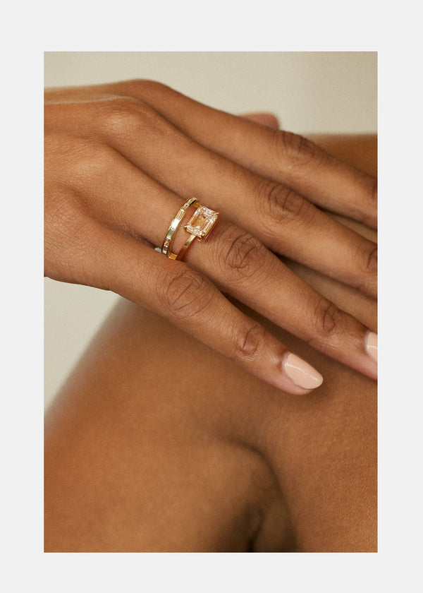 Katkim Emerald Sunset Baguette Ring