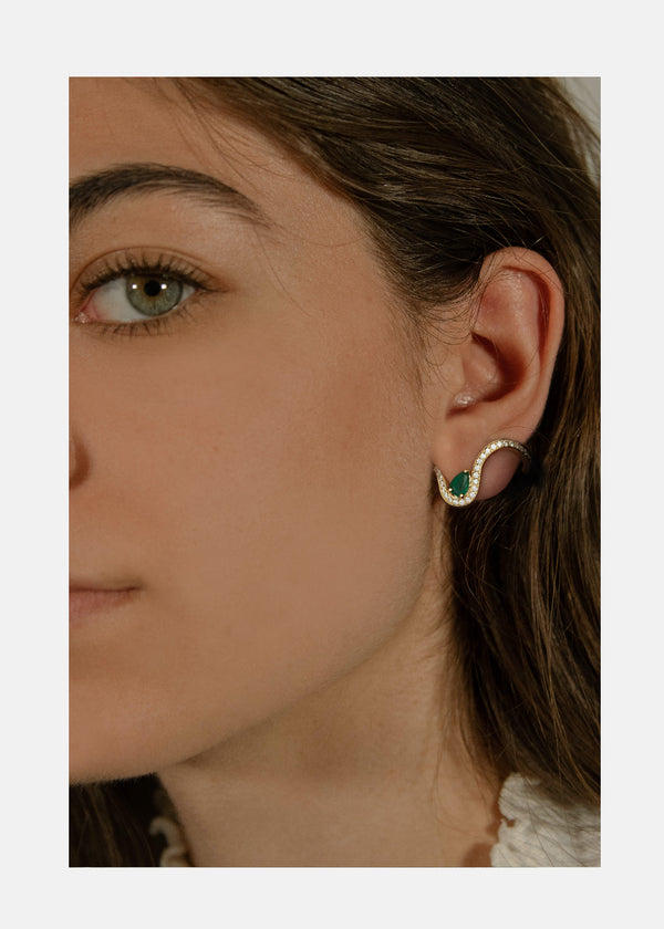 Katkim Emerald Trace Pavé Earring