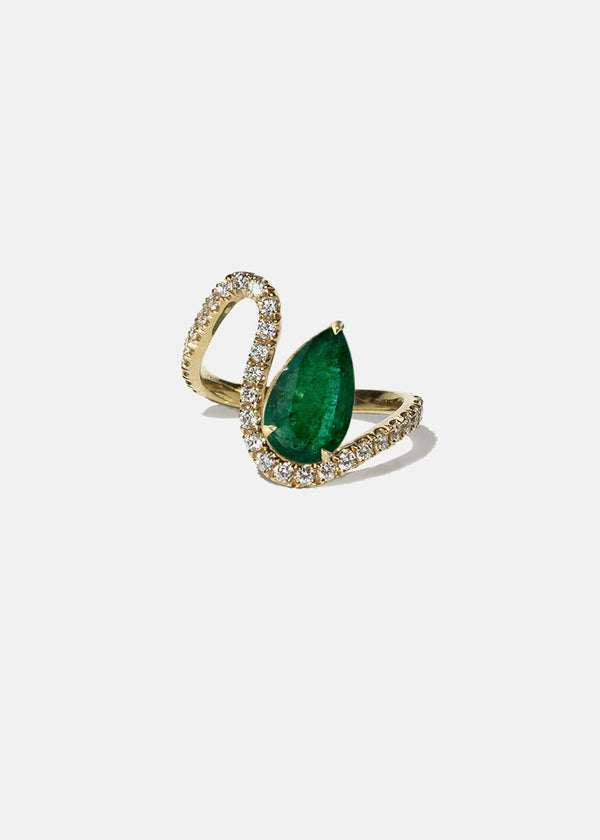 katkim Floating Emerald Trace Pavé Ring