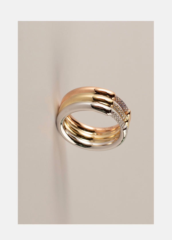 Katkim Grande Cerré Tri-Tone Ring