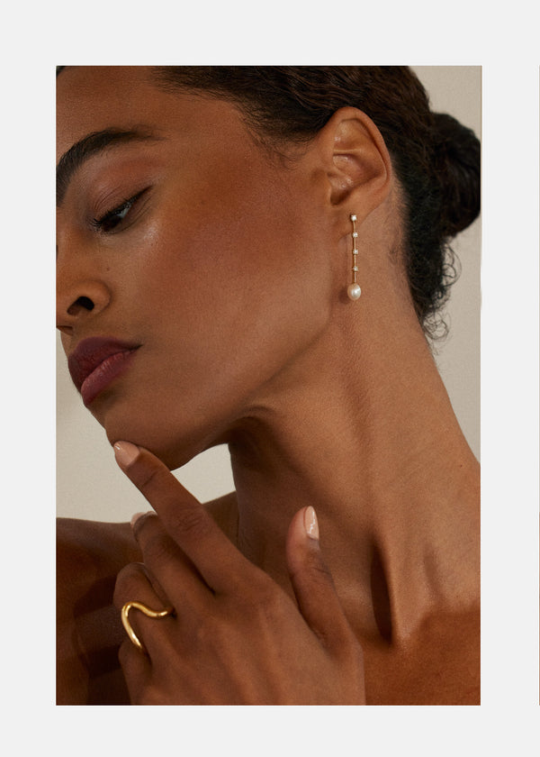 Katkim Keshi Pearl Diamond Illusion Earrings