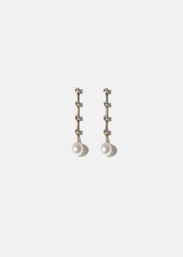 katkim Keshi Pearl Diamond Illusion Earrings