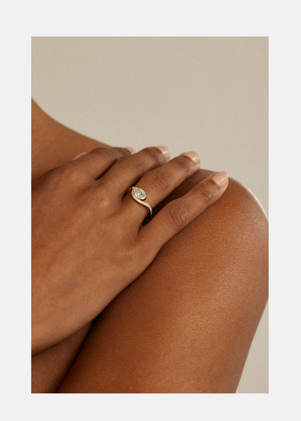 Katkim Mini Pear Diamond Trace Pavé Ring