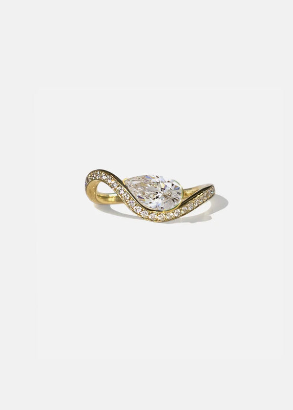 katkim Mini Pear Diamond Trace Pavé Ring