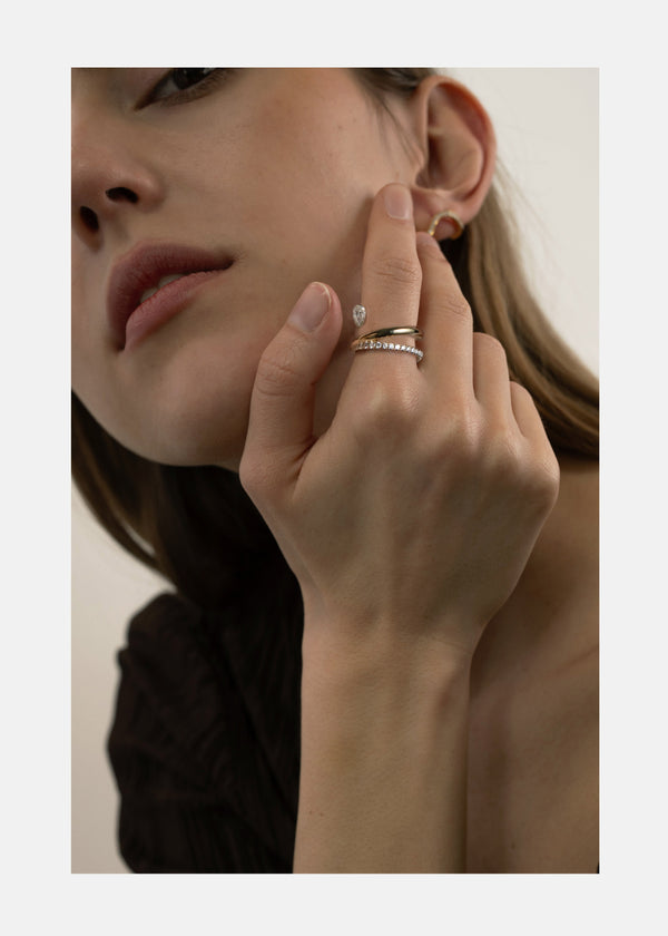 Katkim Pear Crescendo Double Flare Ring
