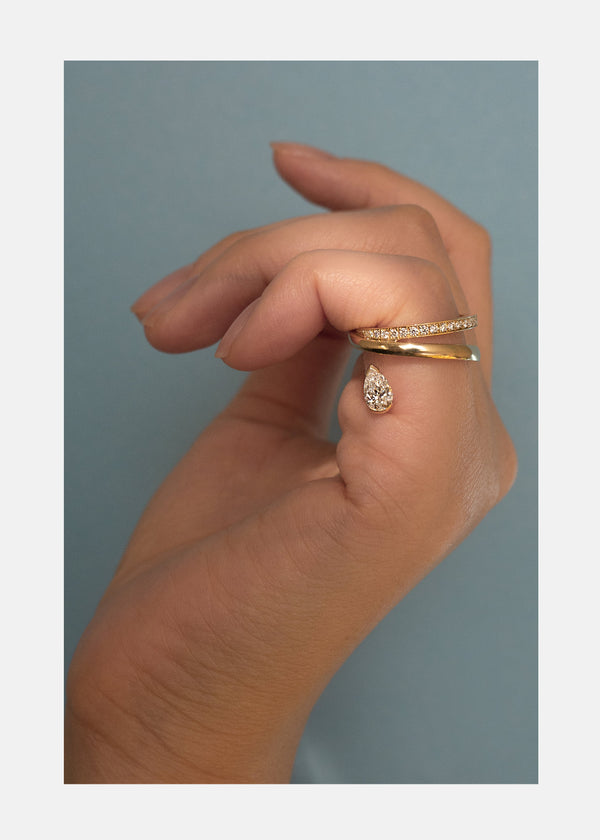 Katkim Pear Crescendo Double Flare Ring