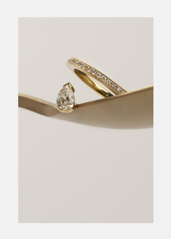 Katkim Pear Crescendo Flare Pavé Ring
