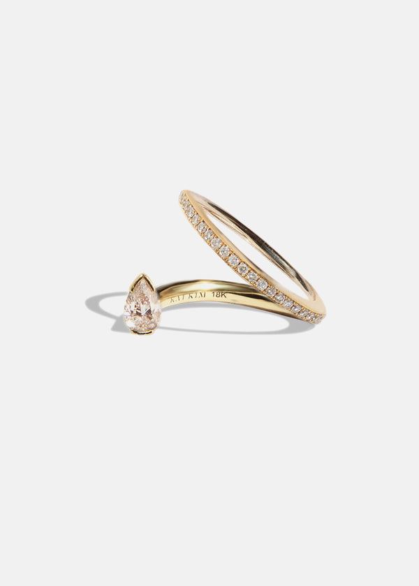 katkim Pear Crescendo Flare Pavé Ring
