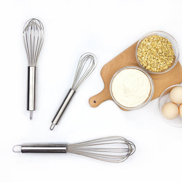 Kaukko (8" 10" 12" )Balloon Whisk Handheld Steel Wire Whisk Perfect For Blending Whisking