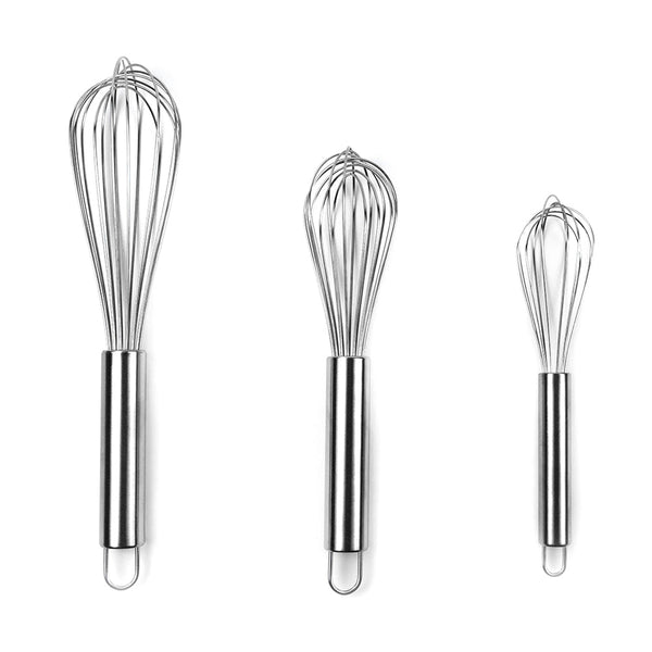 Kaukko (8" 10" 12" )Balloon Whisk Handheld Steel Wire Whisk Perfect For Blending Whisking