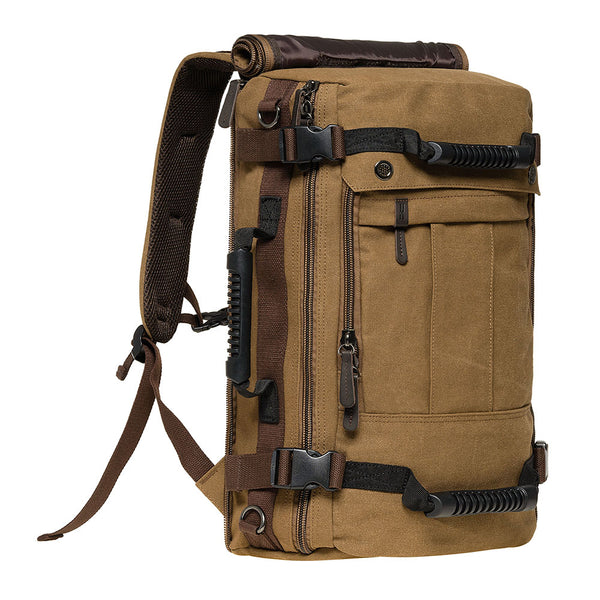 Kaukko Canvas Travel Backpack Multi-Functional Bag Fits 17" Laptop Large Capacity Hiking Backpack