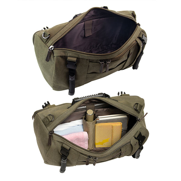 Kaukko Canvas Travel Backpack Multi-Functional Bag Fits 17" Laptop Large Capacity Hiking Backpack