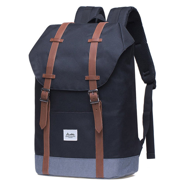 Kaukko KAUKKO Backpack Women Men Vintage Travel Backpack EP6-2 ( Black / 18.3L )