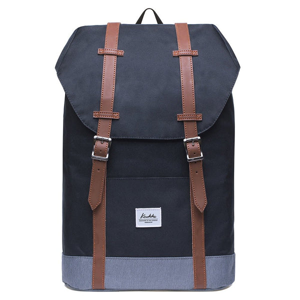 kaukko KAUKKO Backpack Women Men Vintage Travel Backpack EP6-2 ( Black / 18.3L )