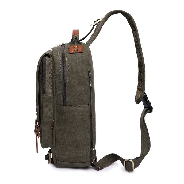 Kaukko KAUKKO Canvas Crossbody Sling Bag Backpack For Cycling Hiking Camping And Commuting FD252 ( Army Green )