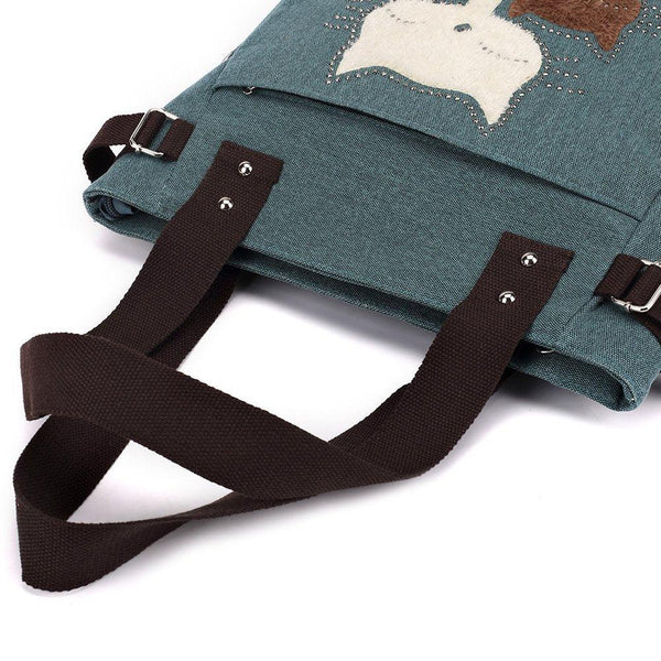 Kaukko KAUKKO Cute Cat Totes Women Canvas Handbags ( Green)