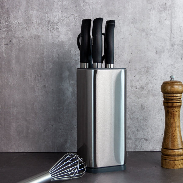 kaukko KAUKKO Large Stainless Steel Kitchen Knife Organizer Modern Countertop Space Saver Knife Storage Stand with Scissors-slots