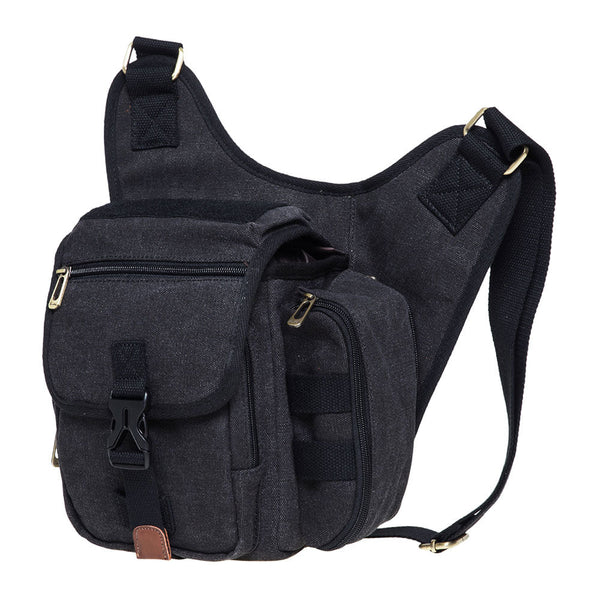 Kaukko KAUKKO Mens Vintage Canvas Shoulder Messenger Bag Chest Leather Patchwork Messenger Bag