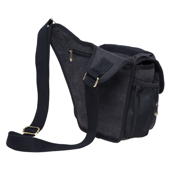 Kaukko KAUKKO Mens Vintage Canvas Shoulder Messenger Bag Chest Leather Patchwork Messenger Bag