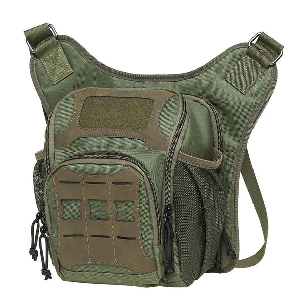 Kaukko KAUKKO Mens Vintage Canvas Shoulder Messenger Bag Chest Leather Patchwork Messenger Bag