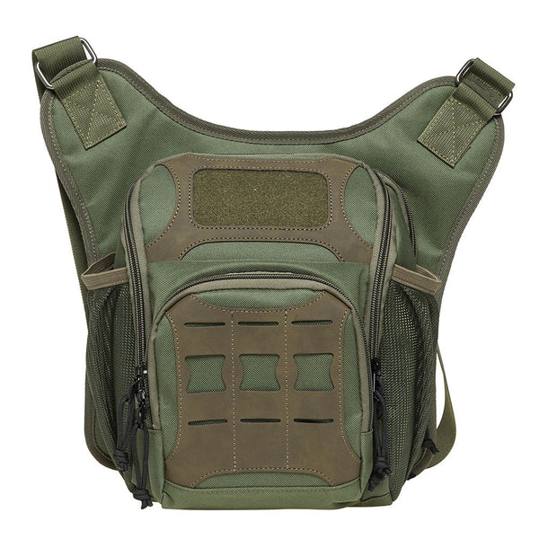 kaukko KAUKKO Mens Vintage Canvas Shoulder Messenger Bag Chest Leather Patchwork Messenger Bag