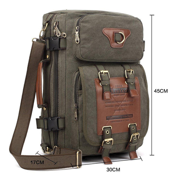 Kaukko KAUKKO Reto Canvas Backpack Handbag Shoulder Bag Multi-purpose Outdoor Travel Men Backpack 22L FH05 ( Army Green )