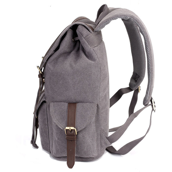 Kaukko KAUKKO Retro Canvas Bag Outdoor School Backpack Travel Casual Hiking Rucksack ( Grey )