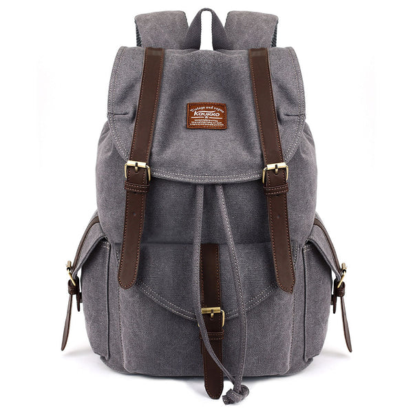 kaukko KAUKKO Retro Canvas Bag Outdoor School Backpack Travel Casual Hiking Rucksack ( Grey ) kaukko KAUKKO Retro Canvas Bag Outdoor School Backpack Travel Casual Hiking Rucksack ( Grey )
