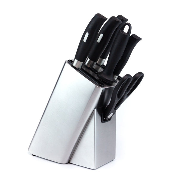Kaukko KAUKKO Stainless Steel Knife Holder Modern Design Knife Block Universal Knife Storage Organizer Strong And Durable Knife Holder Counter-top Storage With Scissors-Slot (Knives Not Included)