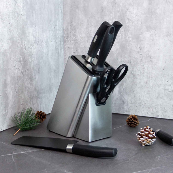 kaukko KAUKKO Stainless Steel Knife Holder Modern Design Knife Block Universal Knife Storage Organizer Strong and Durable Knife Holder Counter-top Storage with Scissors-Slot (Knives Not Included)