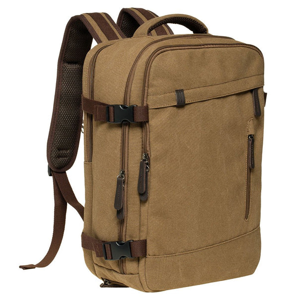 Kaukko KAUKKO Thick Canvas Travel Backpack Flight Approved Carry On Backpack With Shoe Pouch And 15.6 Inch Laptop Compartment