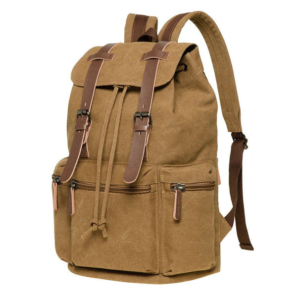 Kaukko KAUKKO Vintage Canvas Backpack-Large Capacity Multi-Functional Durable Outdoor Rucksack 21.4L