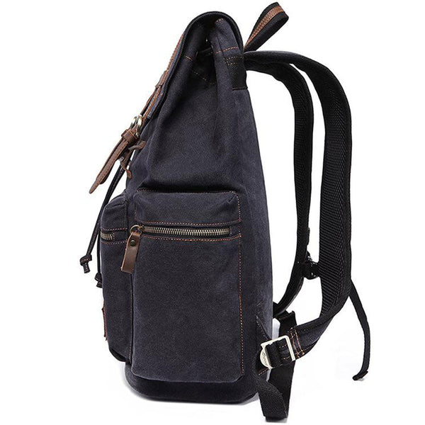 Kaukko KAUKKO Vintage Casual Canvas And Leather Rucksack Retro Backpack For School Work Travel Hiking 19L