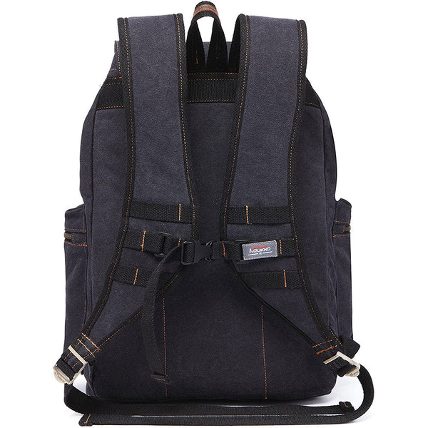 Kaukko KAUKKO Vintage Casual Canvas And Leather Rucksack Retro Backpack For School Work Travel Hiking 19L