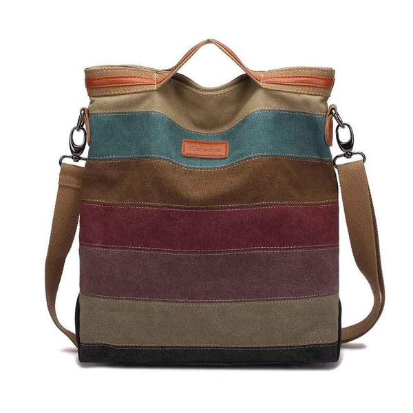 kaukko KAUKKO Women Multi-colored canvas stripe tote bag