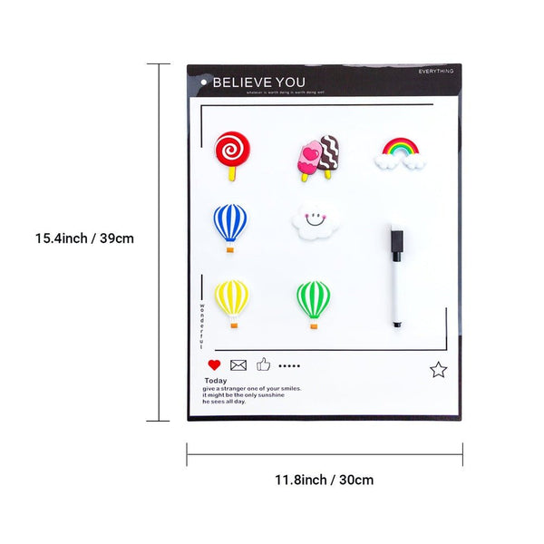 Kaukko Magnetic Dry Erase Whiteboard Sheet For Fridge-Includes 7 Fine Magnets & Marker With Magnets - Refrigerator White Board Planner & Organizer