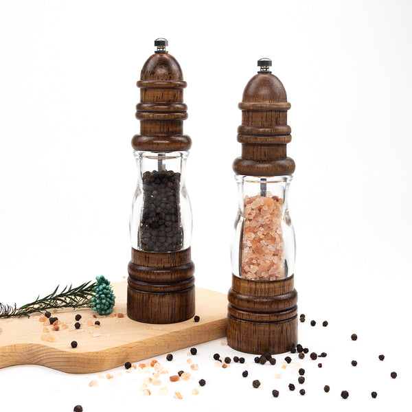 Kaukko Premium Acrylic Wood Salt And Pepper Mill Set Pepper Grinders Pack Of 2
