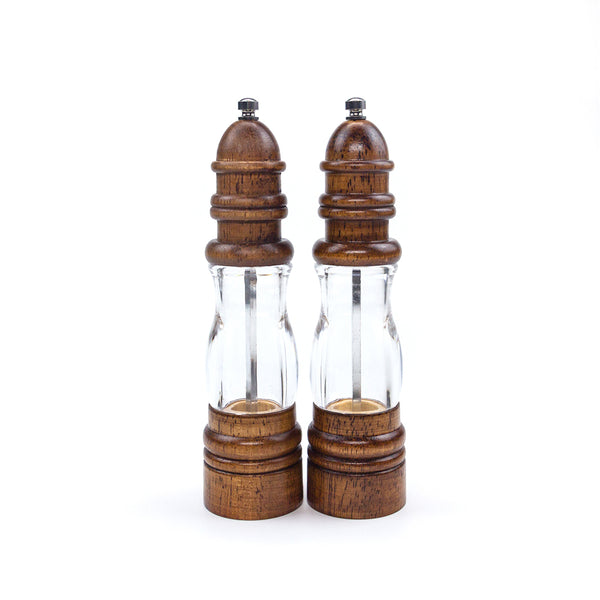 Kaukko Premium Acrylic Wood Salt And Pepper Mill Set Pepper Grinders Pack Of 2