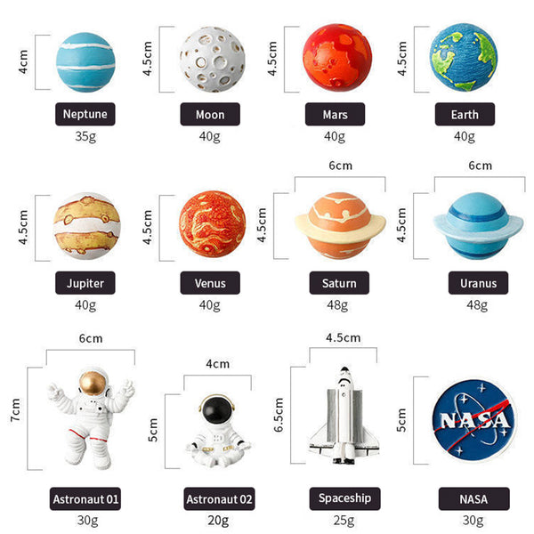 Kaukko Refrigerator Magnets Space Astronaut Planets Theme 12pcs-set
