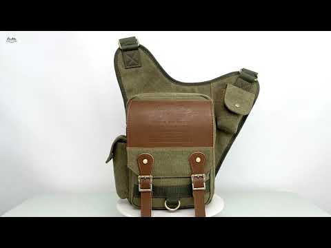Kaukko Retro Casual Shoulder Bag Sports Canvas Laptop Crossbody Bag ( Green)