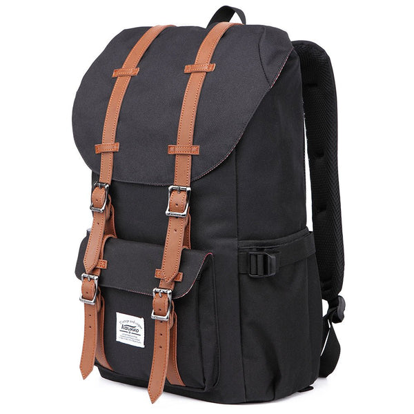 Kaukko Travel Laptop Backpack Outdoor Rucksack School Backpack Fits 15.6"(Black)
