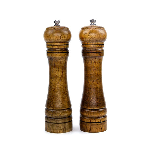 Kaukko Wood Salt And Pepper Mill Set Salt Shakers With Adjustable Ceramic Rotor- Pack Of 2