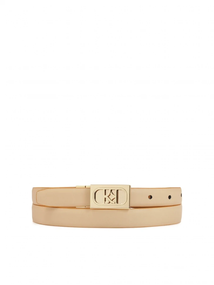 Kazar Beige And Brown Double-sided Belt With Full Buckle