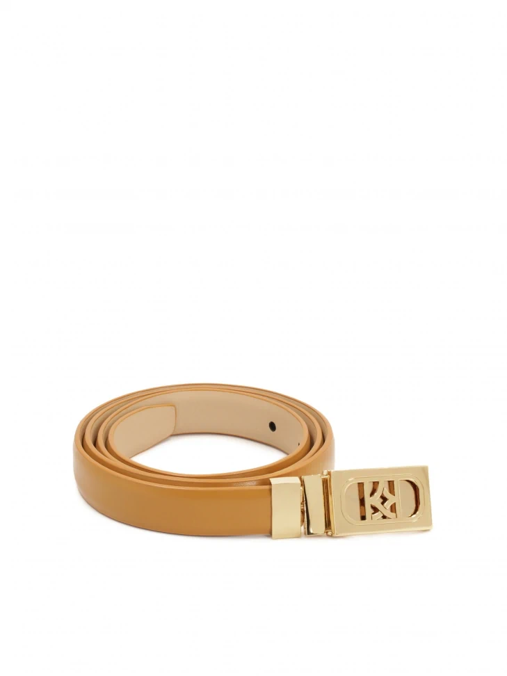 Kazar Beige And Brown Double-sided Belt With Full Buckle